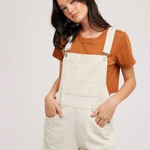 Anthropologie Pilcro Cream Corduroy Overall Shorts